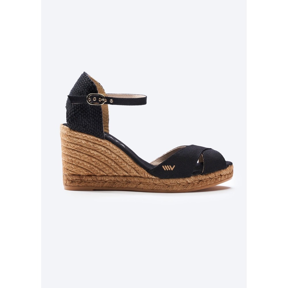Viscata Sandals Canvas Espadrille Wedges Black‎ EU 40 US 9
